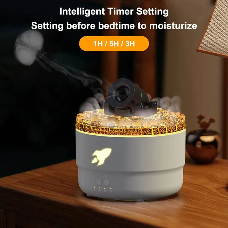 Essential Oil Diffuser and Humidifier with Rotating LED Volcano Light