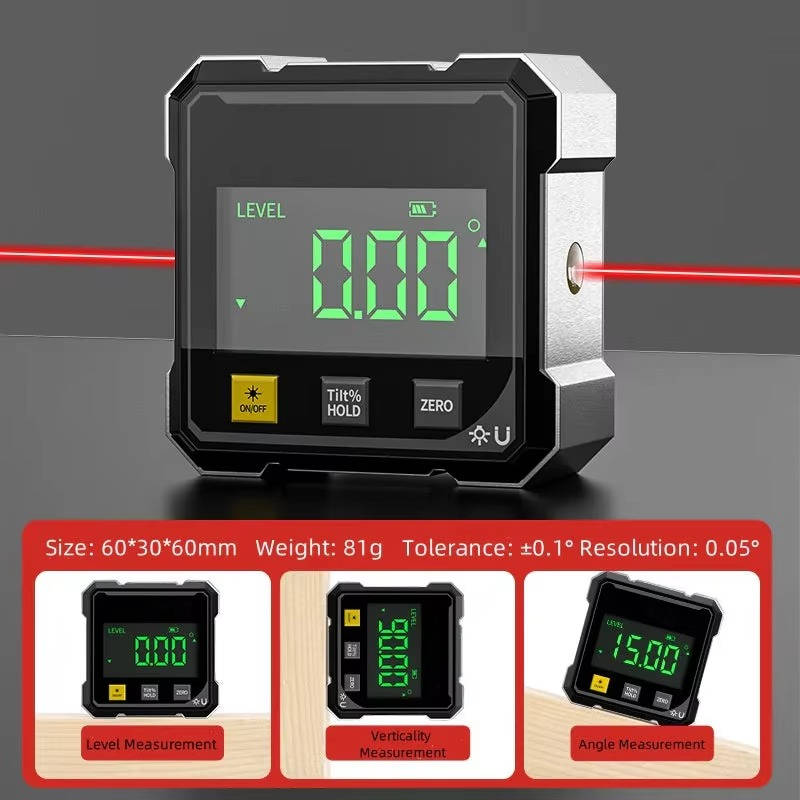 Precision Angle Measuring Tool with Magnetic Mount and LED Display