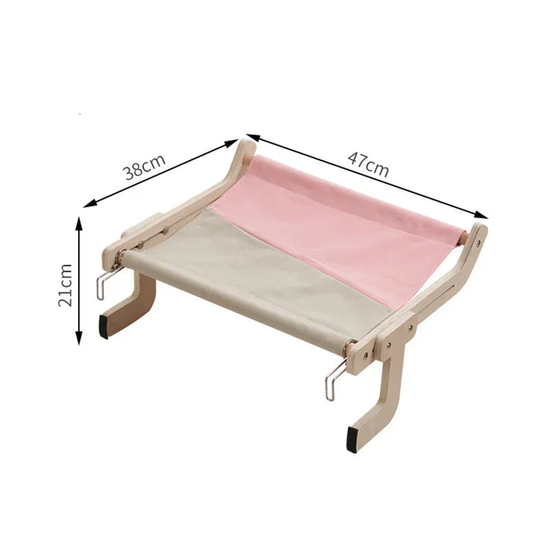 Elevated Cat Hammock Bed with Plywood Frame and Breathable Fabric