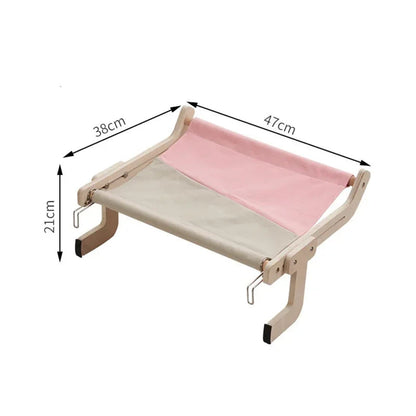 Elevated Cat Hammock Bed with Plywood Frame and Breathable Fabric