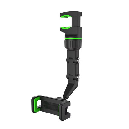 Foldable Rearview Mirror Phone Holder - 360-Degree Rotation for 4 to 6.5 Inch Devices