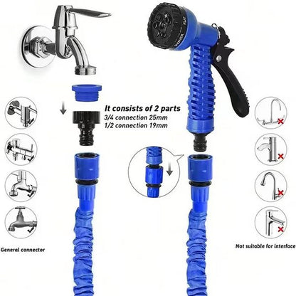 Flexible Garden Hose with Brass Fittings and Adjustable Spray Nozzle