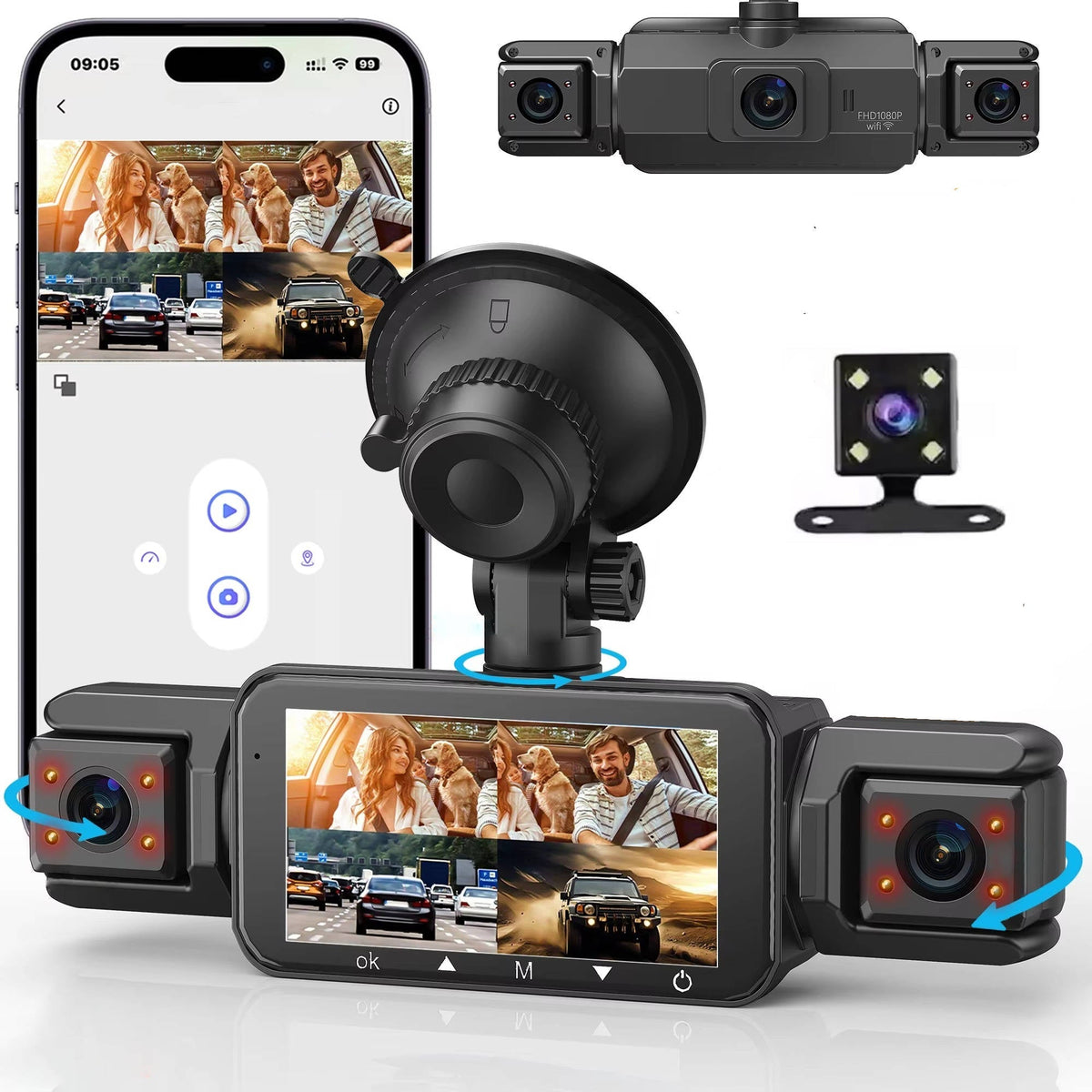 Comprehensive 4-Channel Vehicle Camera with Night Vision & WiFi Control