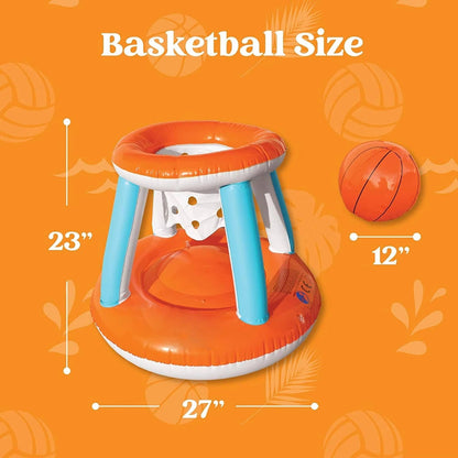 Versatile Inflatable Pool Game Set: Volleyball & Basketball Fun