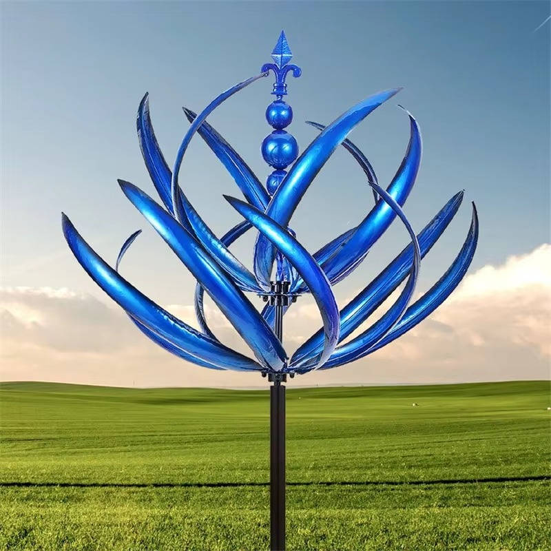 360-Degree Rotating Iron Frame Tulip Wind Spinner for Gardens