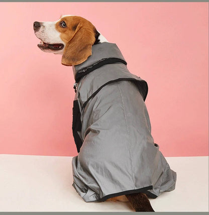 Reflective Waterproof Dog Rain Jacket with Hood and Treat Pocket, M to 5XL