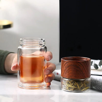 Insulated Glass Tea Infuser Bottle with Stainless Steel Filter, 200-300ml