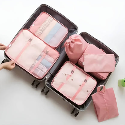Travel Organizer Cubes with Mesh Panels – 7-Piece Set