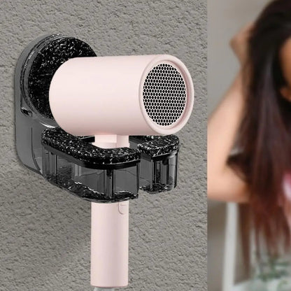 Suction Cup Hair Dryer Rack for Wall – No Drill Bathroom Organizer, Silver