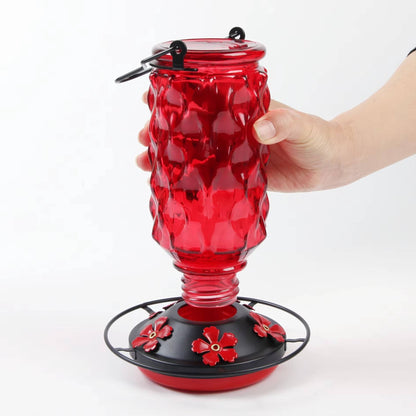 Elegant 16 OZ Nectar Feeder for Hummingbirds with Bee Shields & Ant Moat