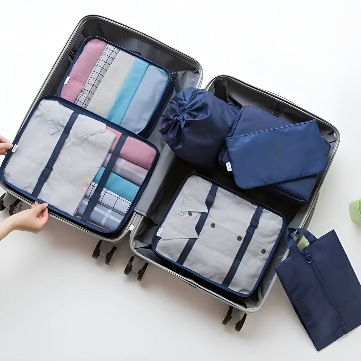 Travel Organizer Cubes with Mesh Panels – 7-Piece Set