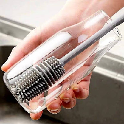 Extended Reach Bottle Cleaner with Rotating Head and Gentle Bristles