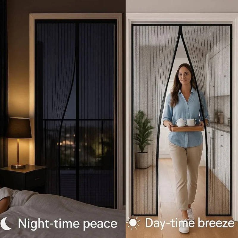 Insect-Proof Magnetic Door Screen with Auto-Close Feature