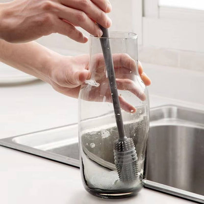 Extended Reach Bottle Cleaner with Rotating Head and Gentle Bristles