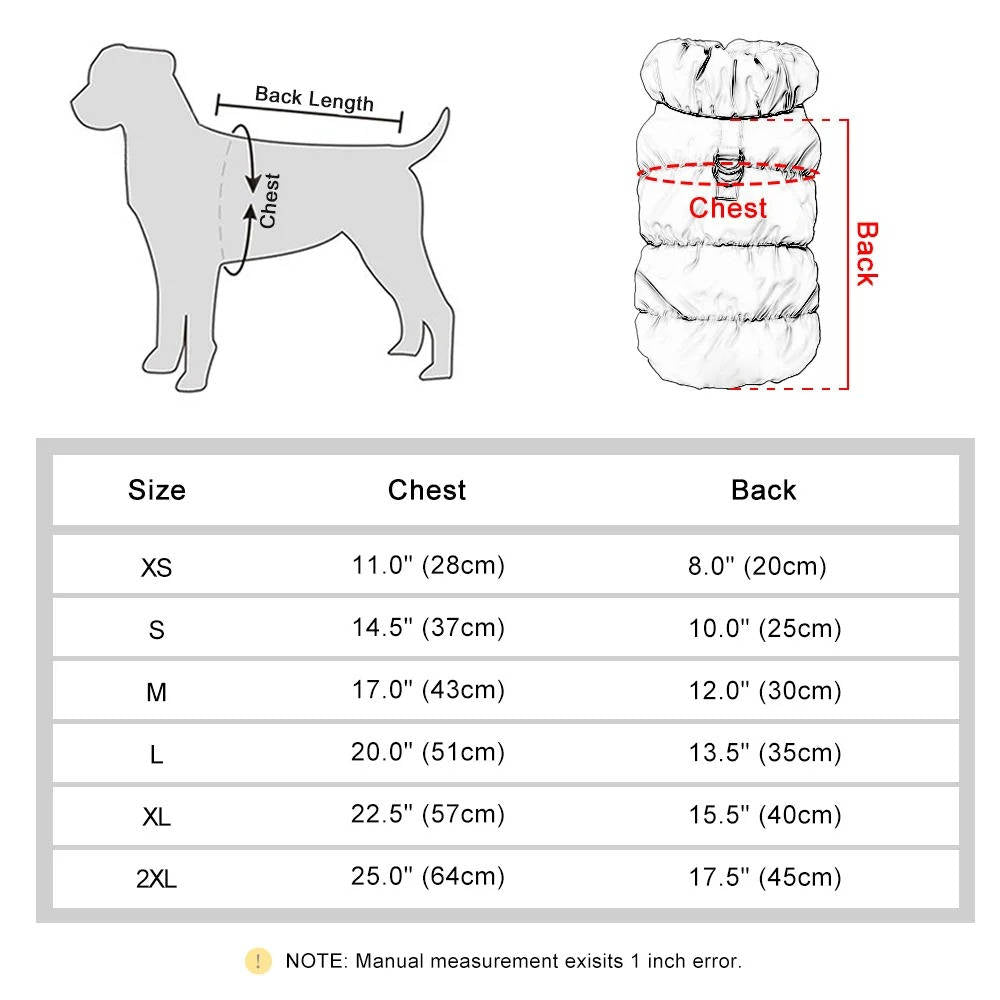 Windproof Cotton Dog Coat for Small to Medium Breeds with Fleece Lining