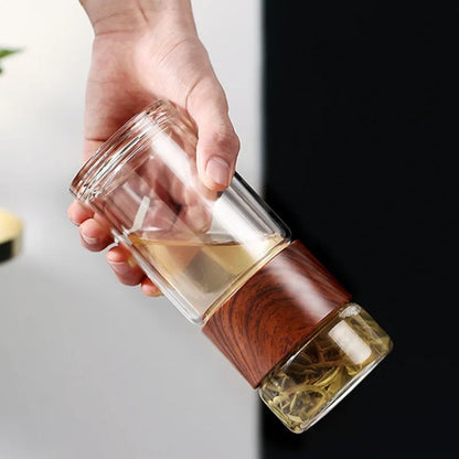Insulated Glass Tea Infuser Bottle with Stainless Steel Filter, 200-300ml
