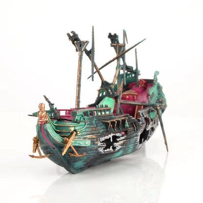Sunken Ship Aquarium Ornament with Integrated Airflow System