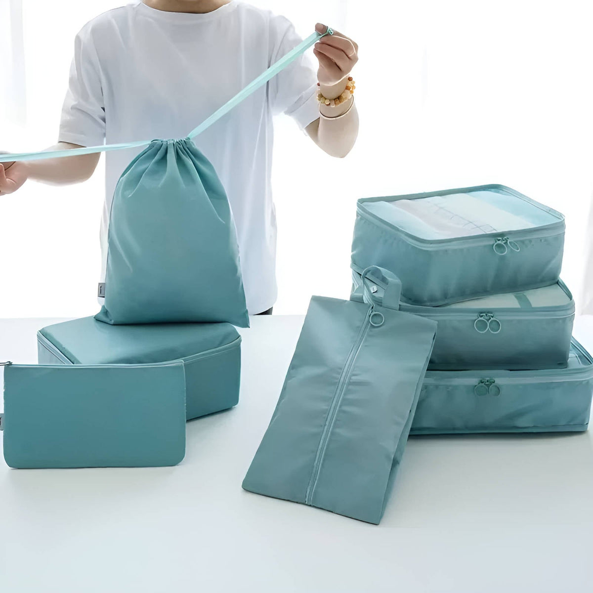 Travel Organizer Cubes with Mesh Panels – 7-Piece Set