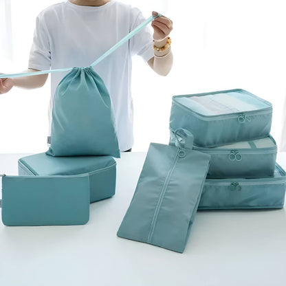 Travel Organizer Cubes with Mesh Panels – 7-Piece Set
