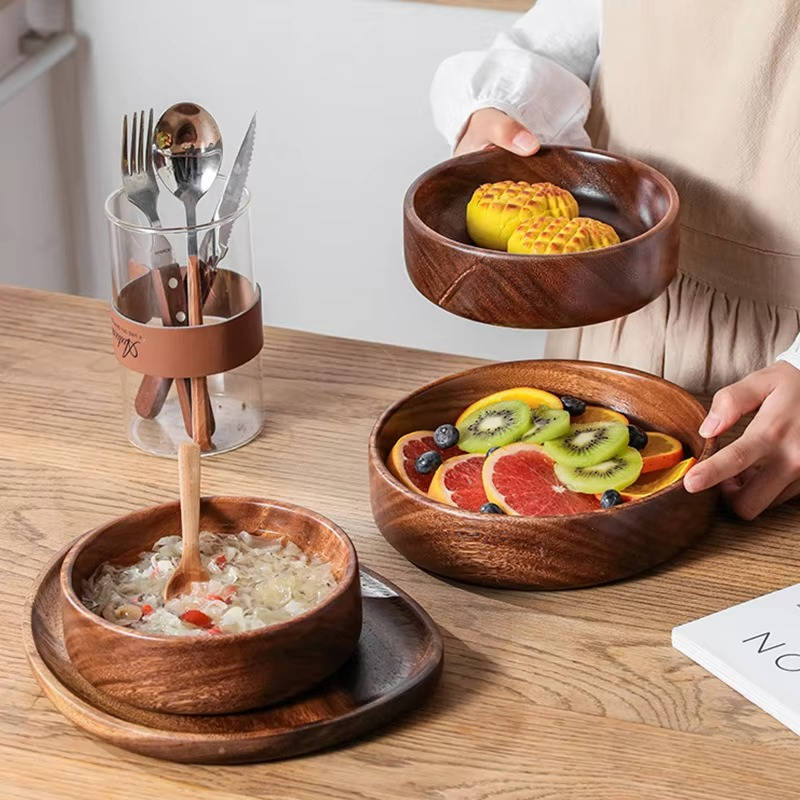 Boat-Shaped Walnut Serving Bowl for Salad, Fruit, and Snacks – 6.3 or 7.9 in