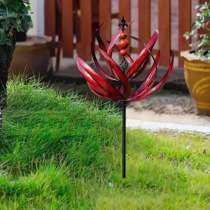 360-Degree Rotating Iron Frame Tulip Wind Spinner for Gardens