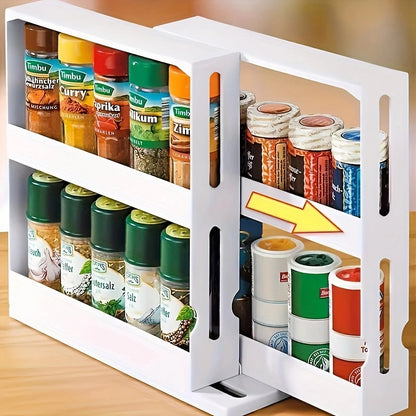 Effortless Spice Storage with 90-Degree Rotating Shelves