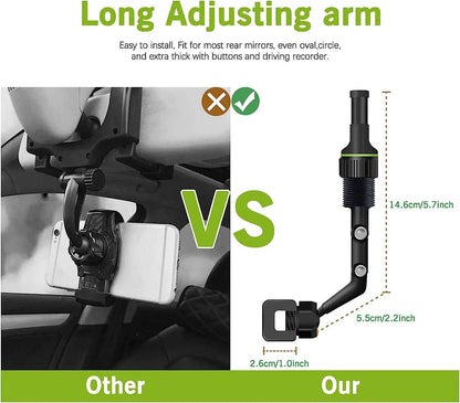 Foldable Rearview Mirror Phone Holder - 360-Degree Rotation for 4 to 6.5 Inch Devices