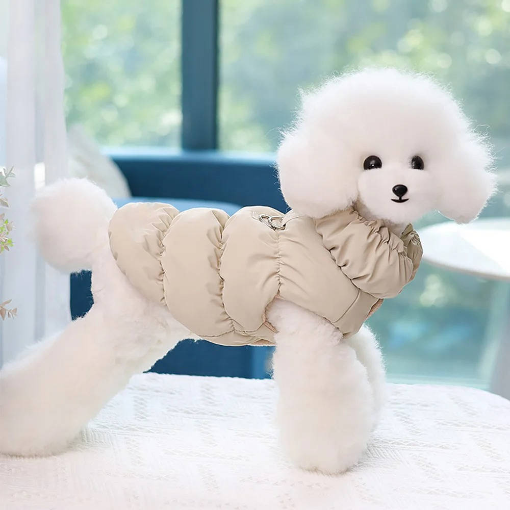 Windproof Cotton Dog Coat for Small to Medium Breeds with Fleece Lining