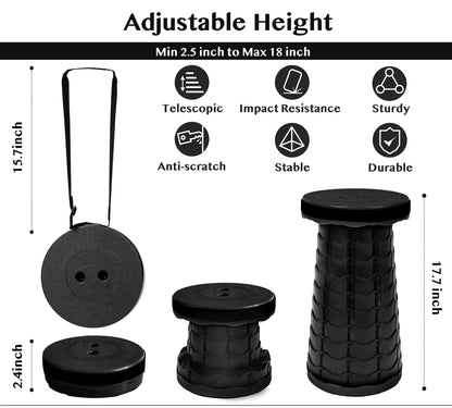 Portable Adjustable Stool with Travel Straps – 330 lb Capacity