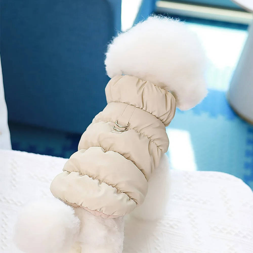 Windproof Cotton Dog Coat for Small to Medium Breeds with Fleece Lining