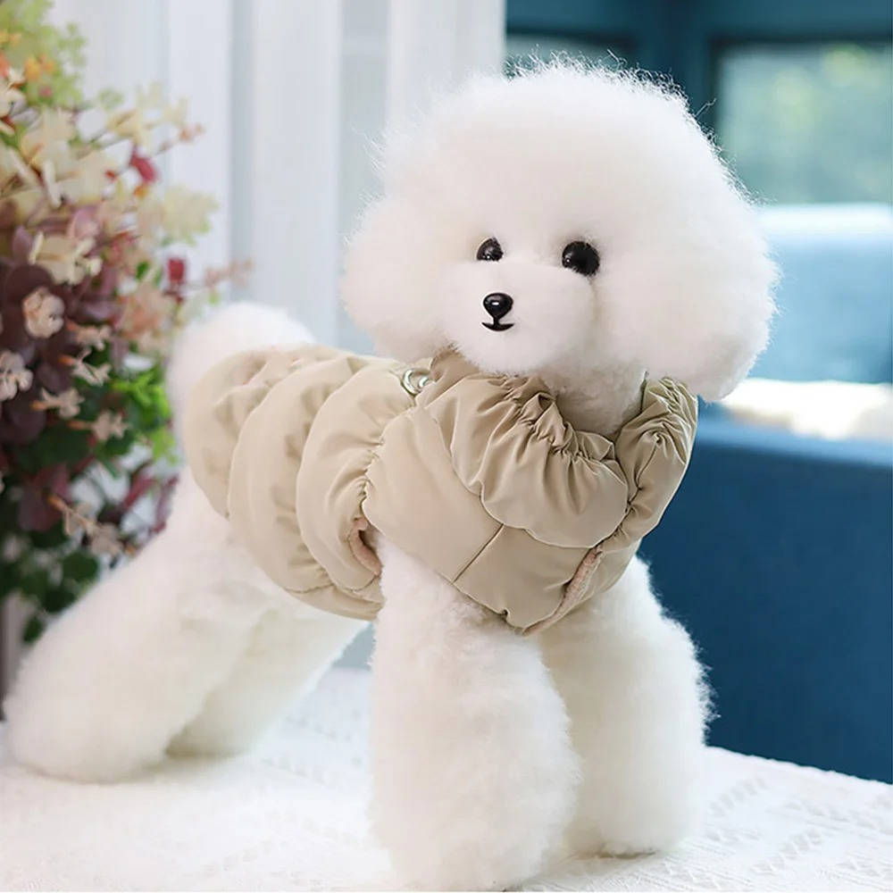Windproof Cotton Dog Coat for Small to Medium Breeds with Fleece Lining