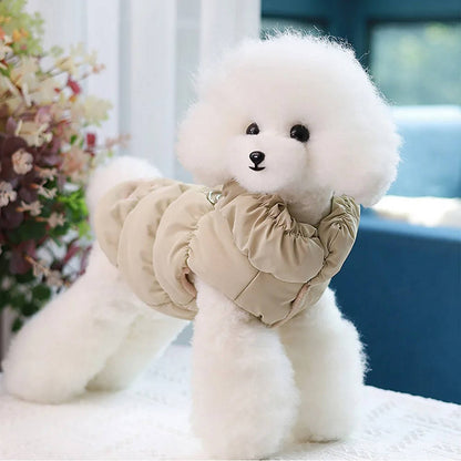 Windproof Cotton Dog Coat for Small to Medium Breeds with Fleece Lining