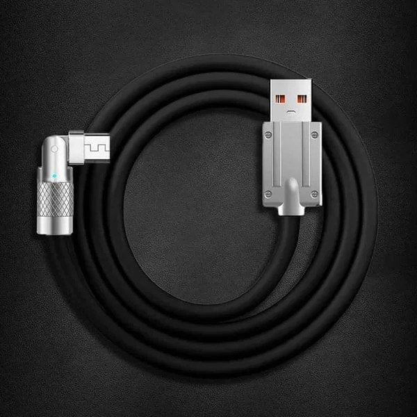 Flexible 180° Charging Cable with 3 Adaptable Connectors, 6A Speed