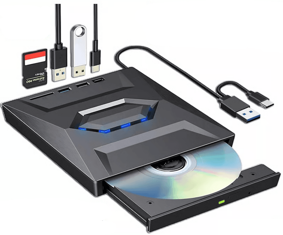 Versatile External Drive with SD Card Reader & USB Hub
