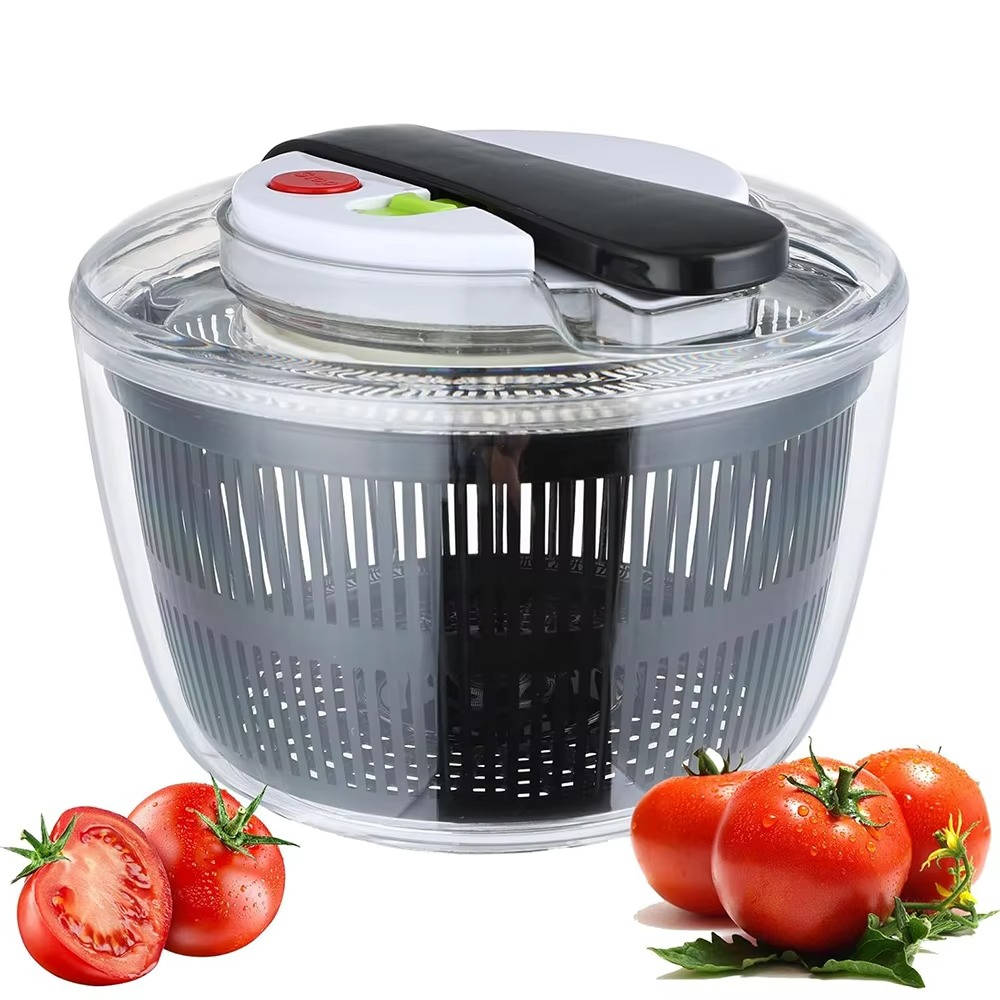 Effortless 3L Salad Dryer with One-Hand Operation and Instant Stop