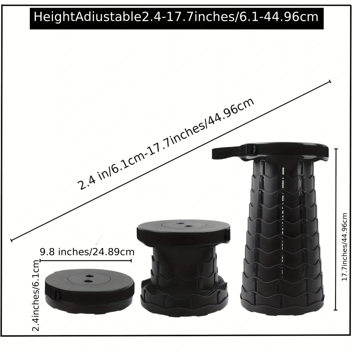 Portable Adjustable Stool with Travel Straps – 330 lb Capacity