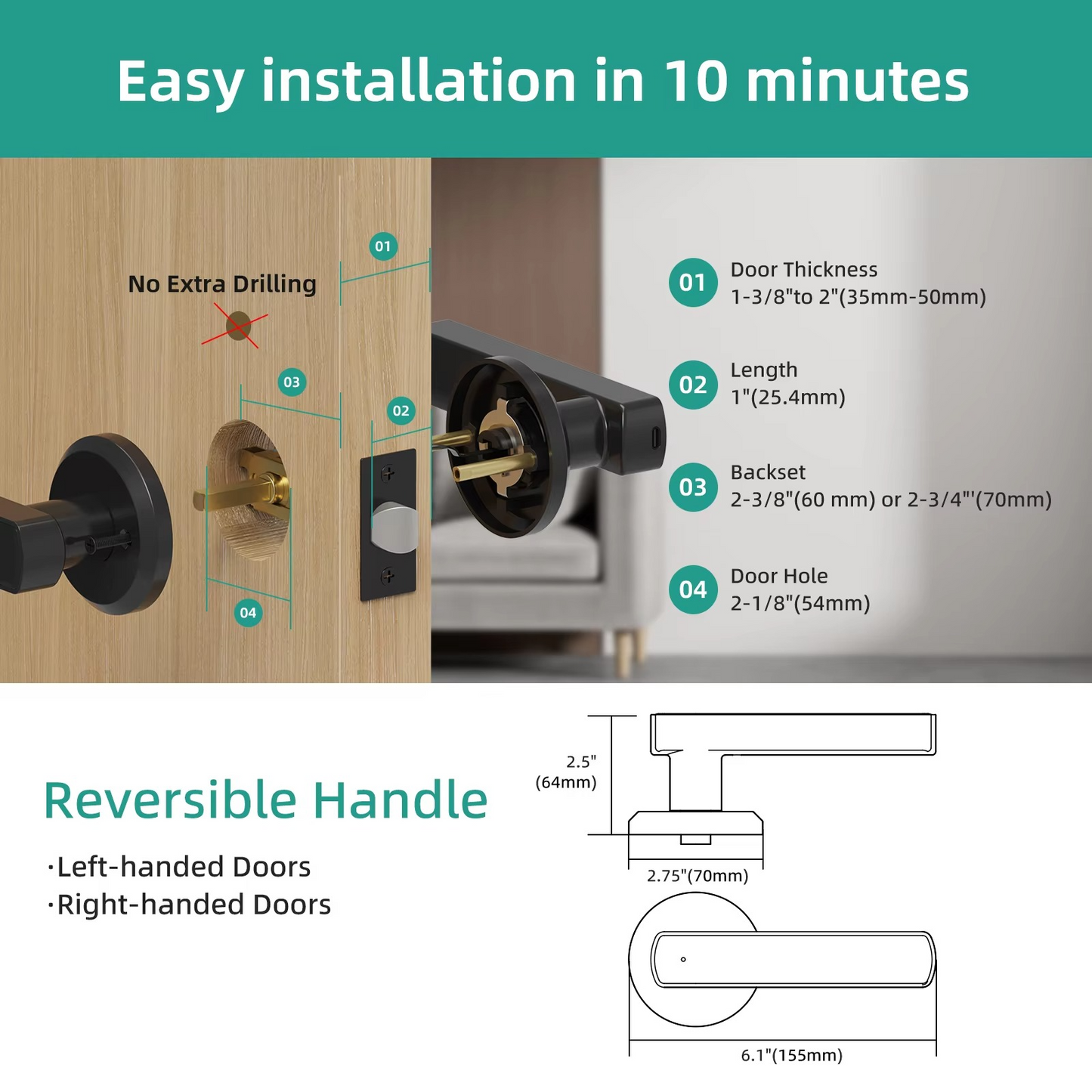 Smart Biometric Door Lock with Touchscreen Access and Key Fob