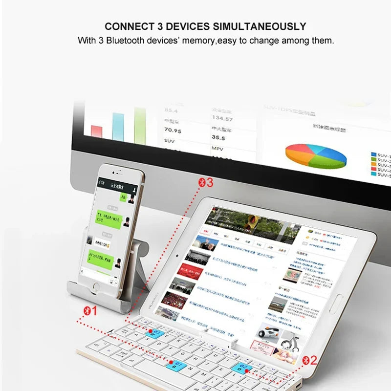 Compact Wireless Keyboard with Magnetic Tablet Holder