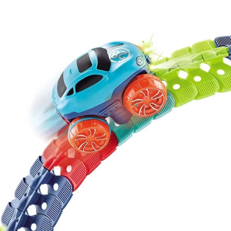 Illuminated Race Track Set for Kids with Flexible Design & Stable Car