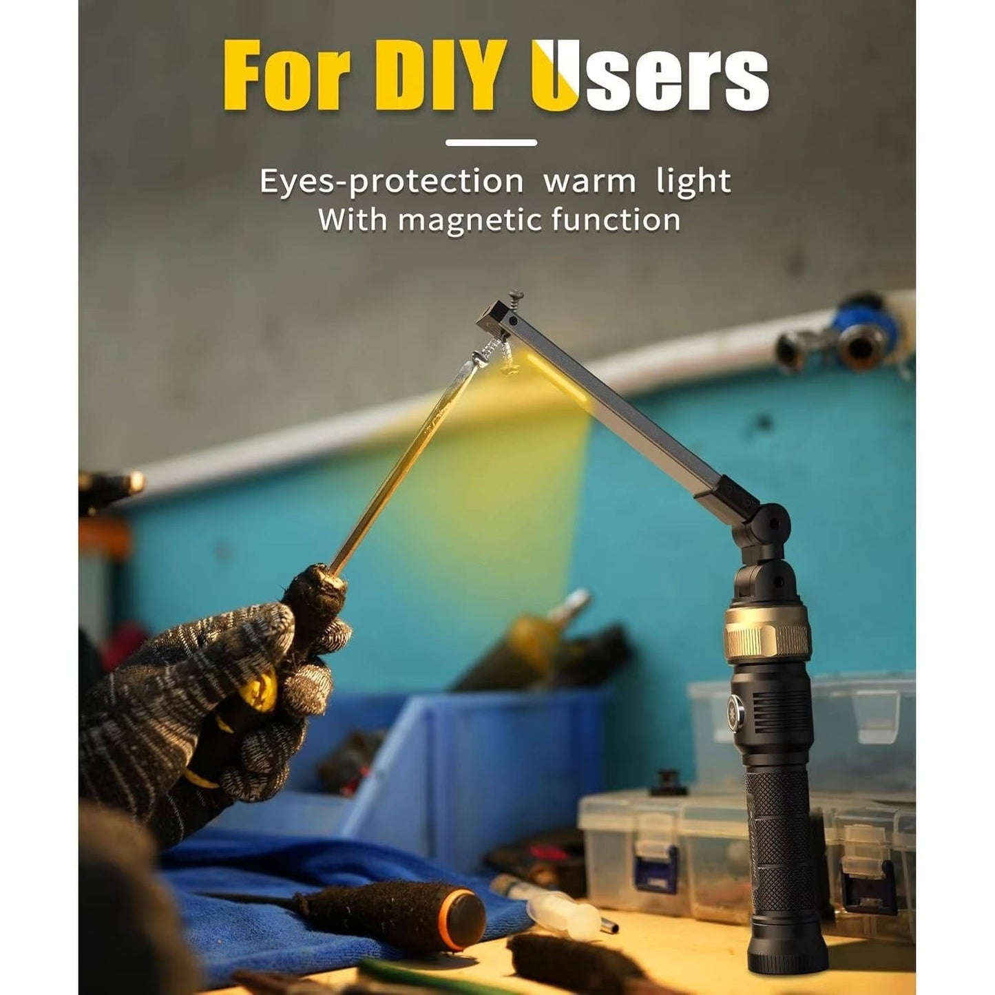 Versatile Magnetic LED Work Light, 5000mAh Rechargeable 1200 Lumens