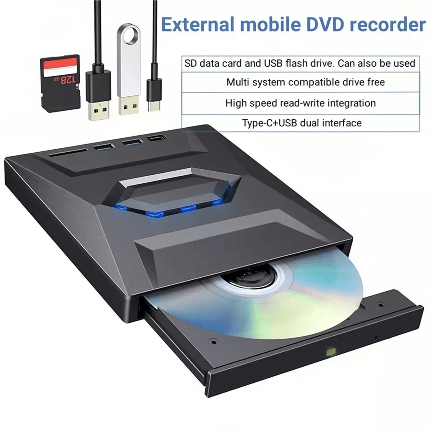 Versatile External Drive with SD Card Reader & USB Hub