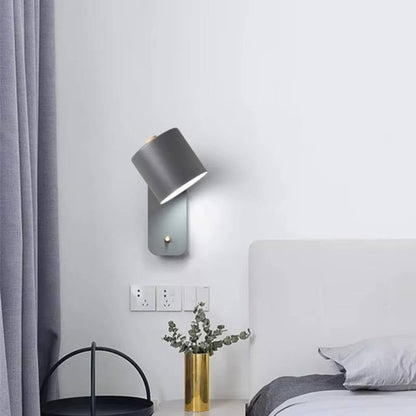 Adjustable 180 Degree LED Wall Sconce with Wood Accent for Bedroom and Living Room