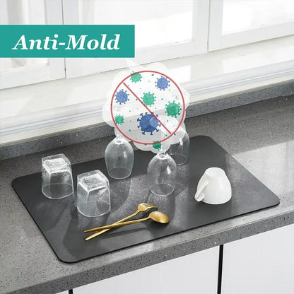 Ultra-Absorbent Dish Drying Mat with Non-Slip Rubber Base