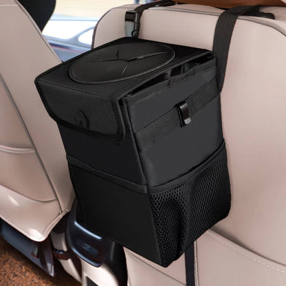 Ultimate Leak-Resistant Car Waste Bin with Storage Pockets