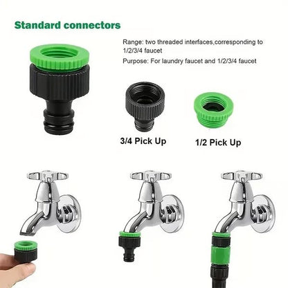 Flexible Garden Hose with Brass Fittings and Adjustable Spray Nozzle