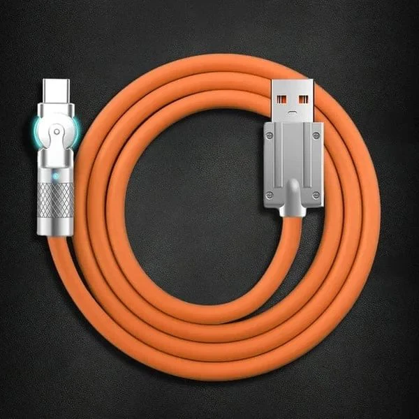 Flexible 180° Charging Cable with 3 Adaptable Connectors, 6A Speed
