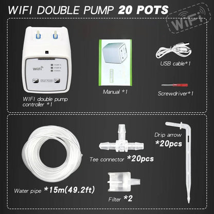Smart WiFi Plant Watering System for 20 Pots – App-Controlled Drip Irrigation