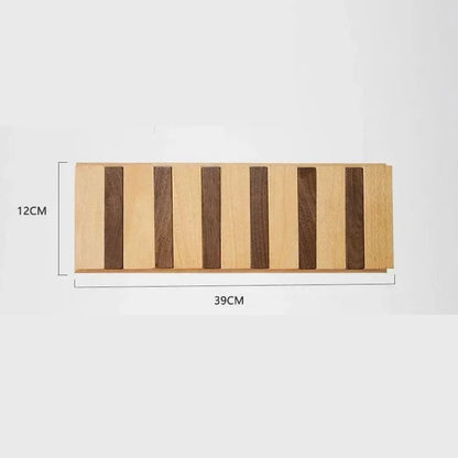 Wall-Mounted Coat Rack in Solid Wood, No Drill Hook Rail, 4 or 6 Hooks, Light or Dark, Entryway Organizer