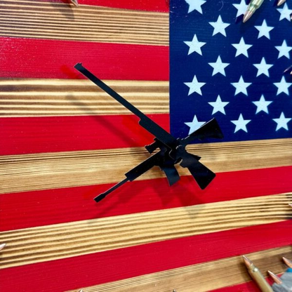 Patriotic Wood Clock with Bullet Markers for Bold Spaces