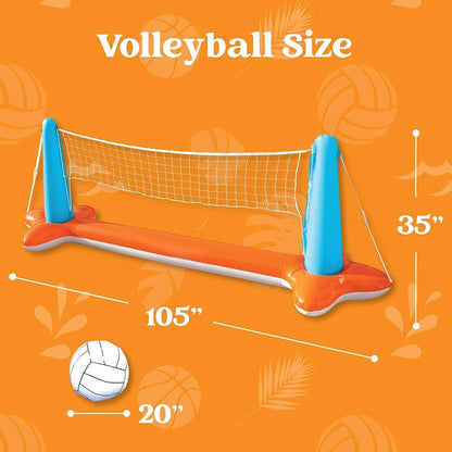 Versatile Inflatable Pool Game Set: Volleyball & Basketball Fun